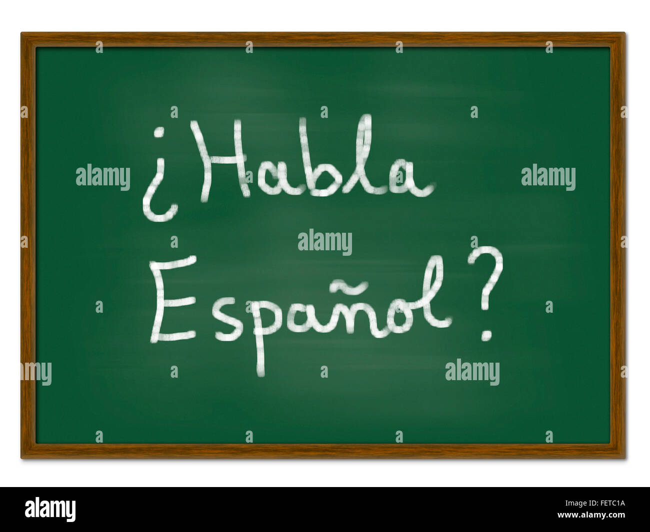 Spanisch lernen, Brett mit "Habla Espanol" Konzept (sprechen Sie Spanisch?) Stockfoto