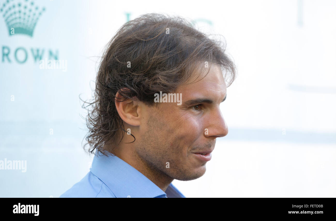 Rafael Nadal in die IMG Players Party, Krone, Melbourne 22. Januar 2016 Stockfoto