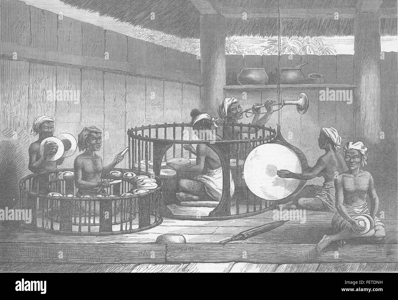 BURMA Birma Musiker 1872. Illustrierte London News Stockfoto