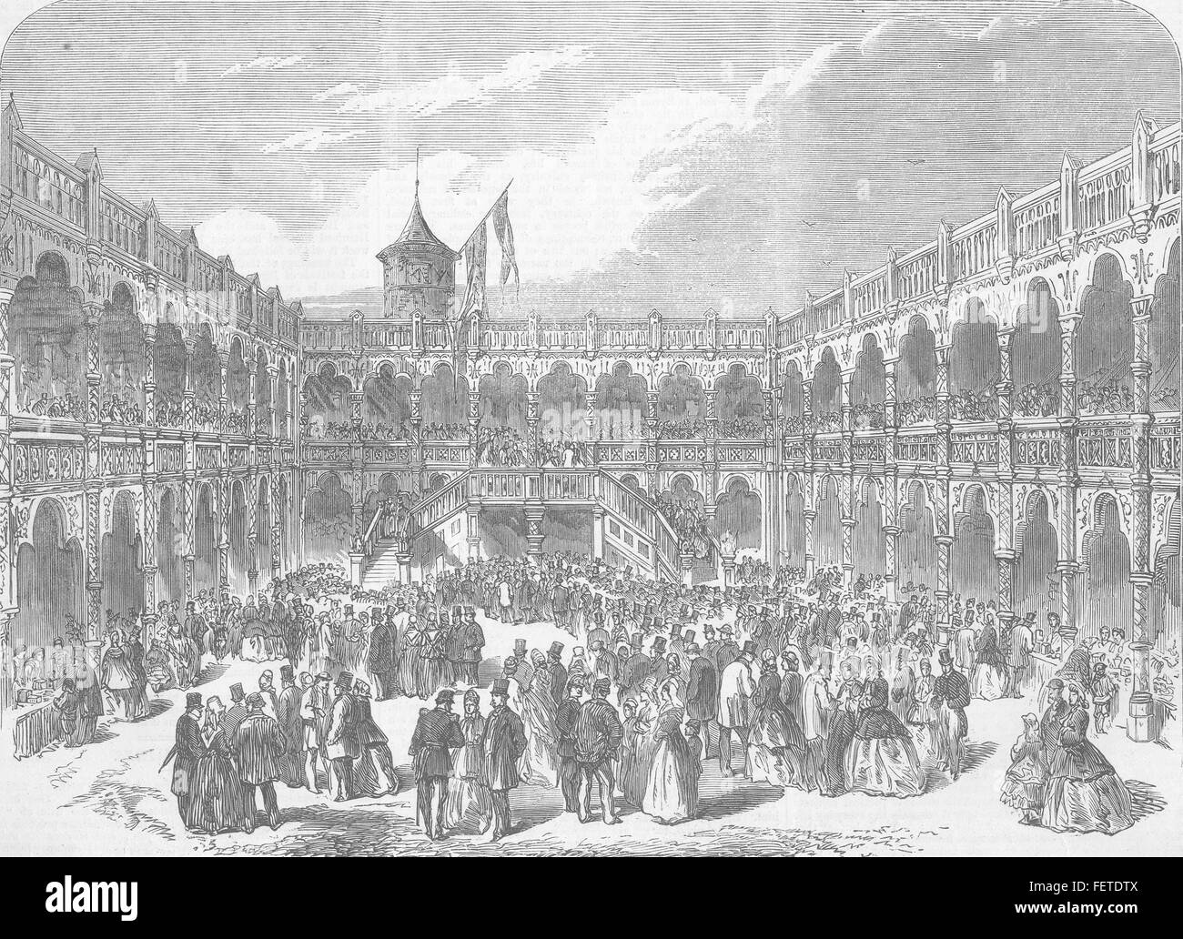 Belgien-Provisorium der alten Börse 1864. Illustrierte London News Stockfoto