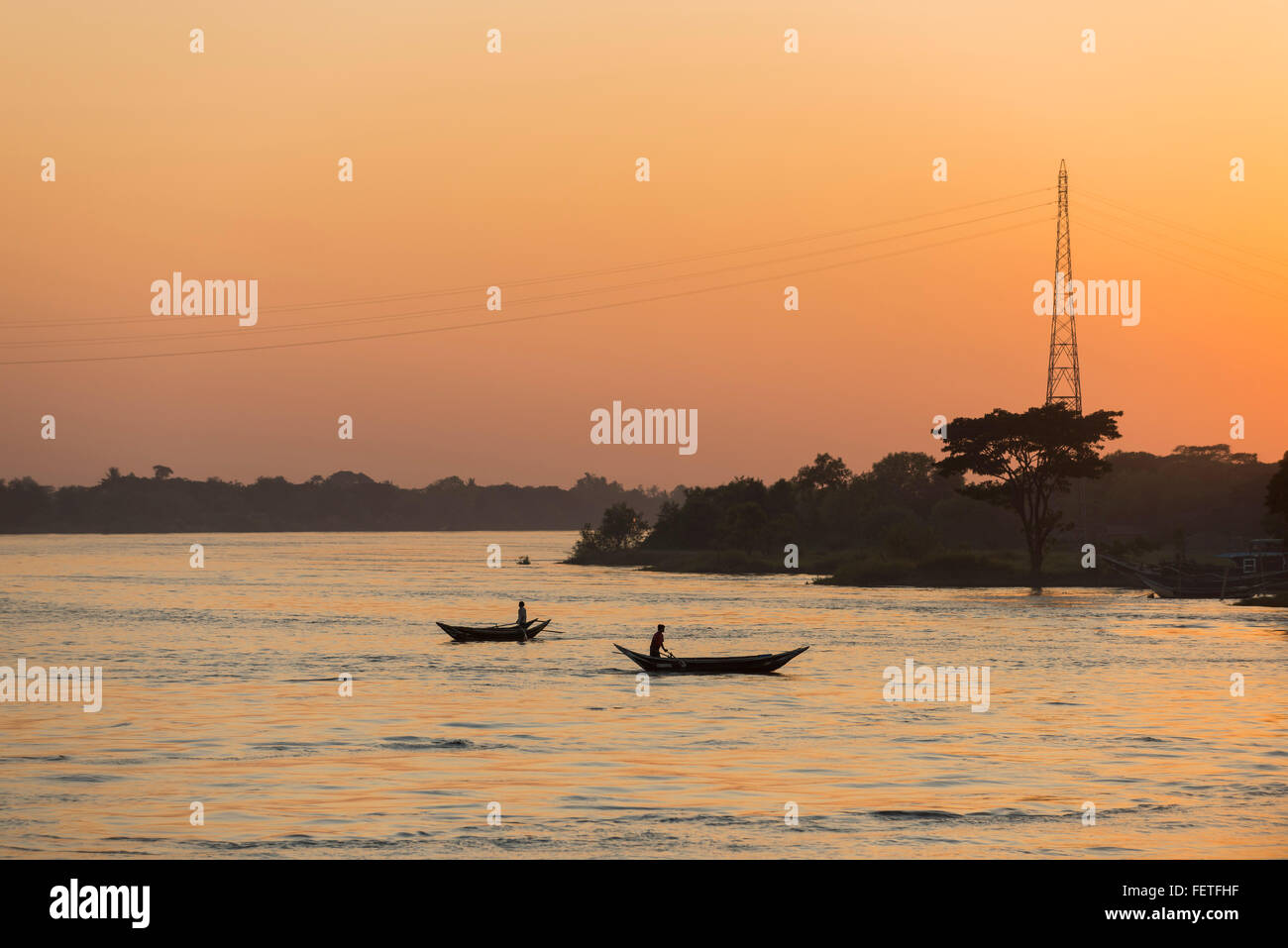 Boote auf dem Irrawaddy Fluss, Burma Stockfoto