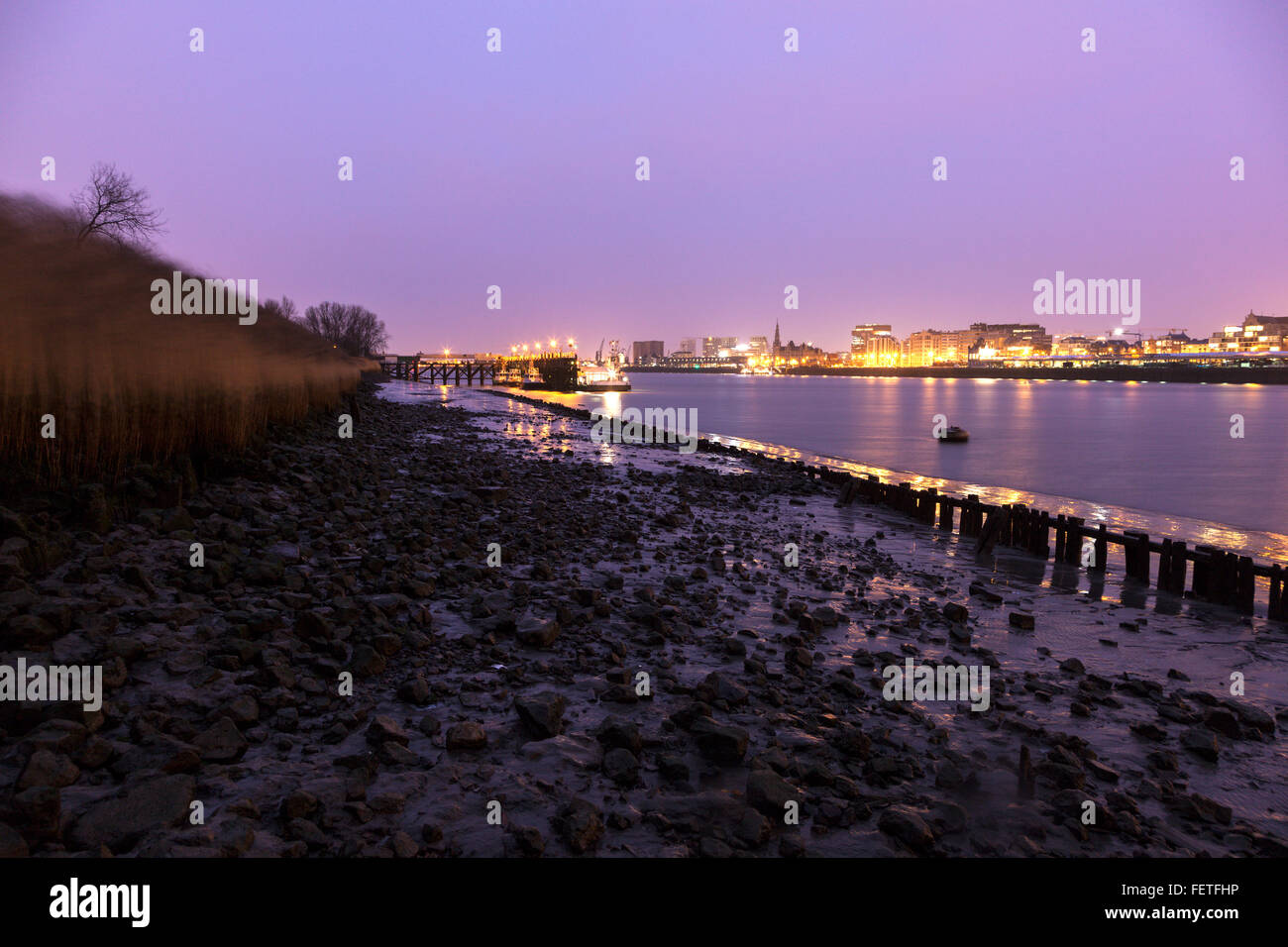 Panorama von Antwerpen über die Schelde. Antwerpen, flämische Region, Belgien Stockfoto