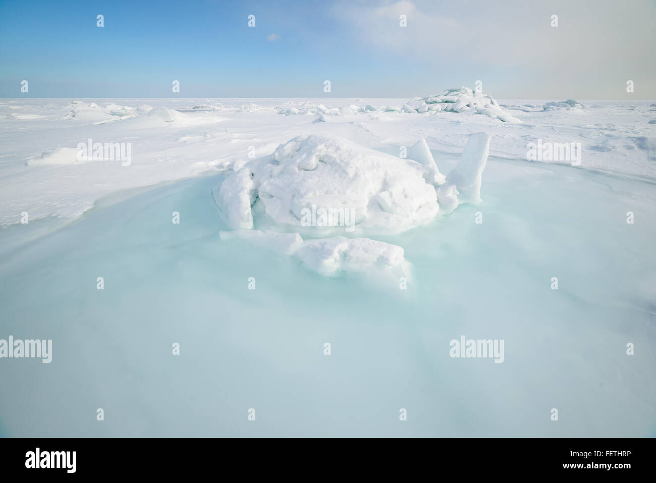 Eisfall, Sachalin, Russland. Stockfoto