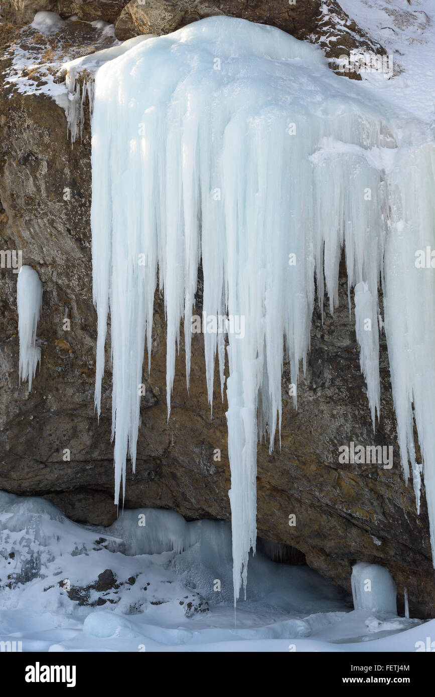 Eisfall, Sachalin, Russland. Stockfoto