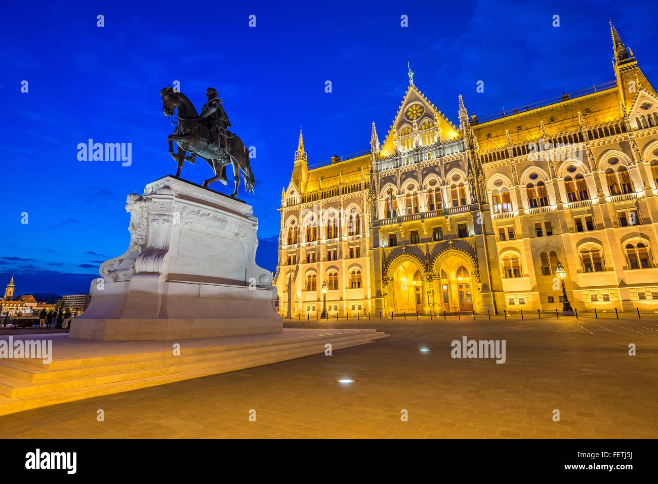 Parlamentsgebäude in der Nacht, Budapest, Ungarn Stockfoto