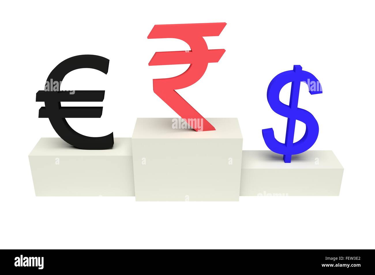 Top-Währungen, starke indische Rupie, isoliert Stockfoto