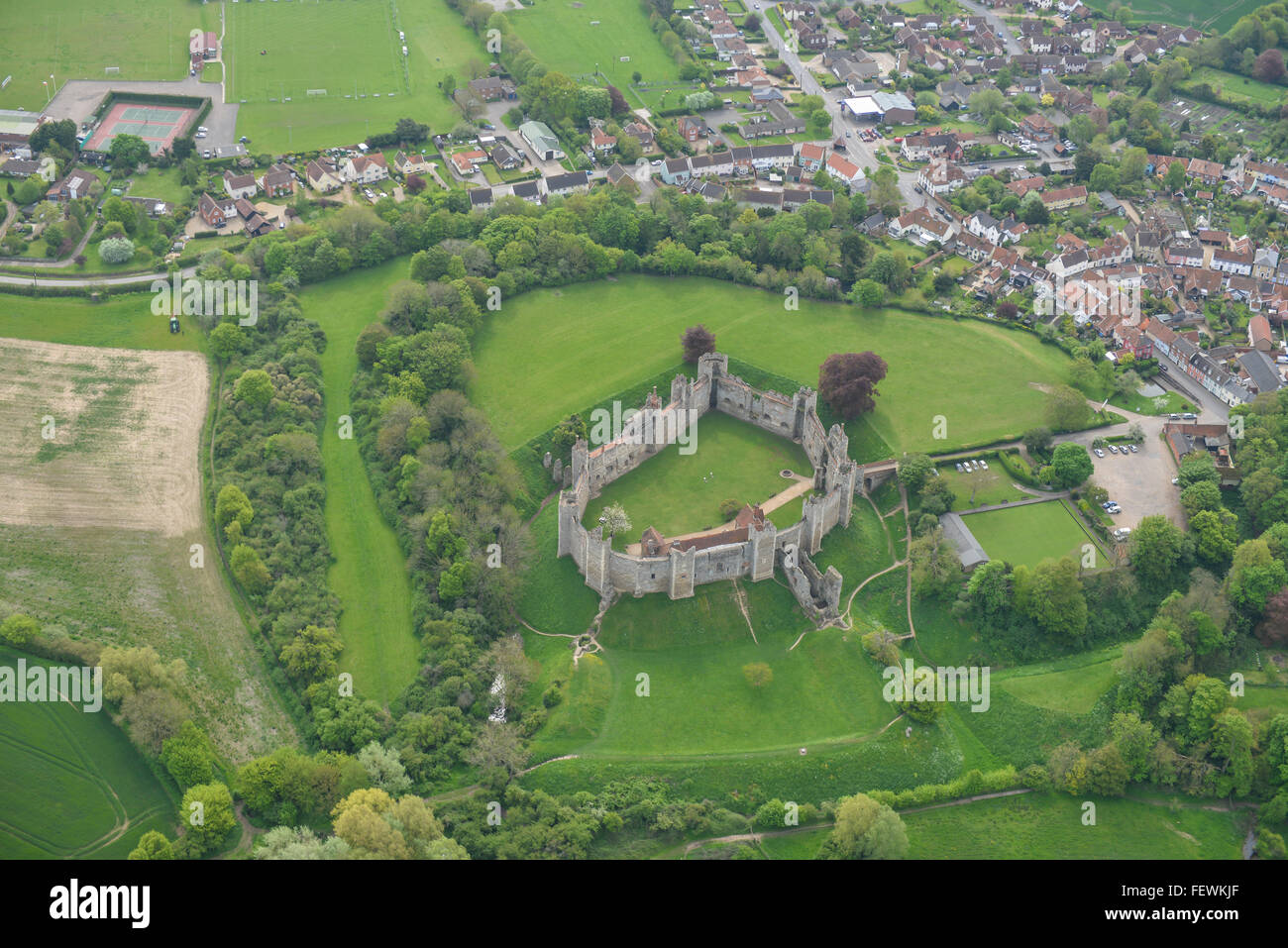 Eine Luftaufnahme des Framlingham Castle, Suffolk Stockfoto