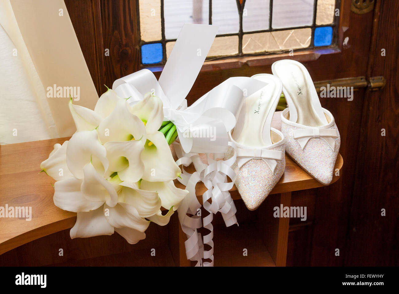 Rose und Braut Schuhe Stockfoto