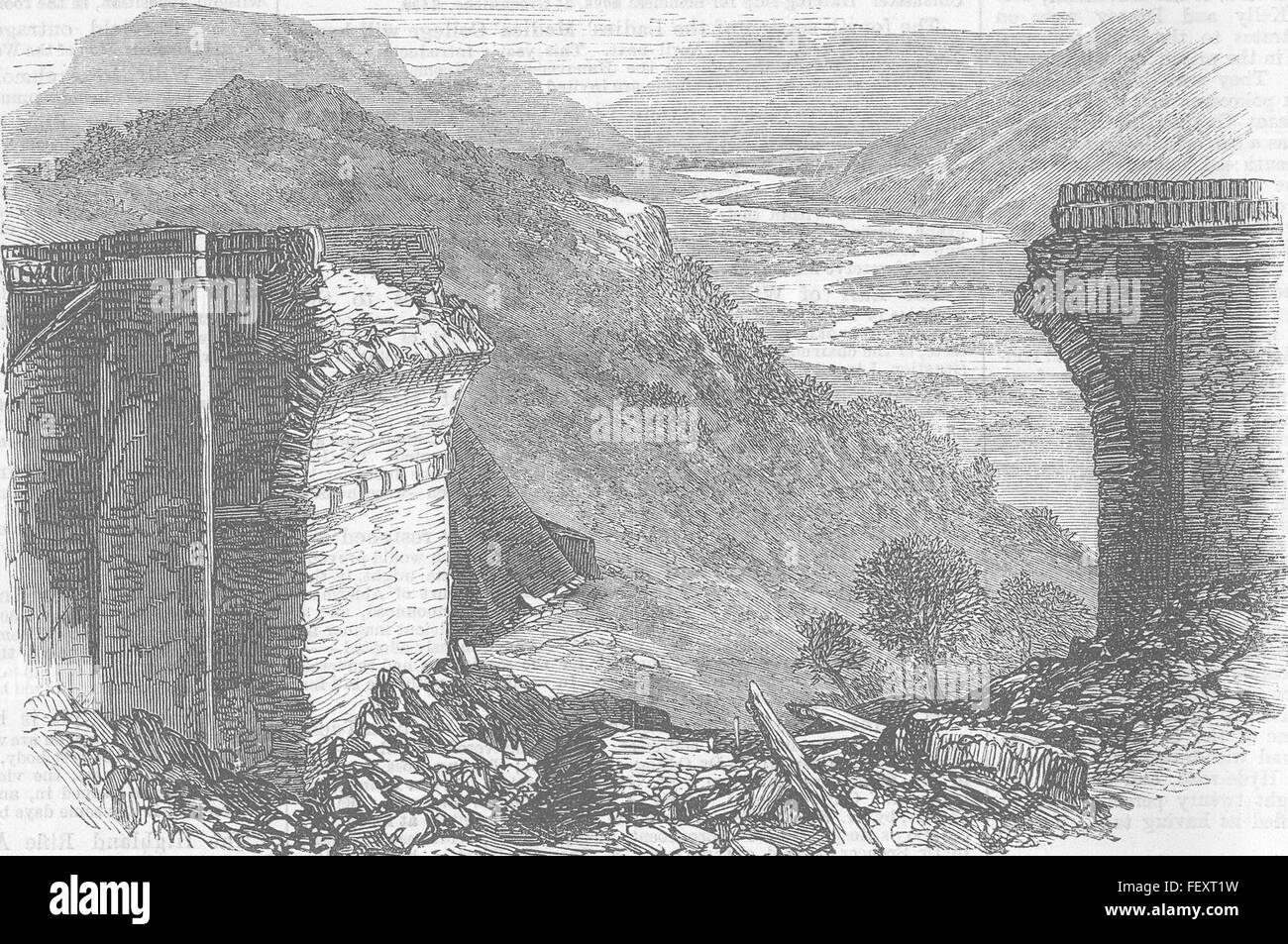 Indien gebrochen Viadukt über den Bhore Ghat neigen 1867. Illustrierte London News Stockfoto