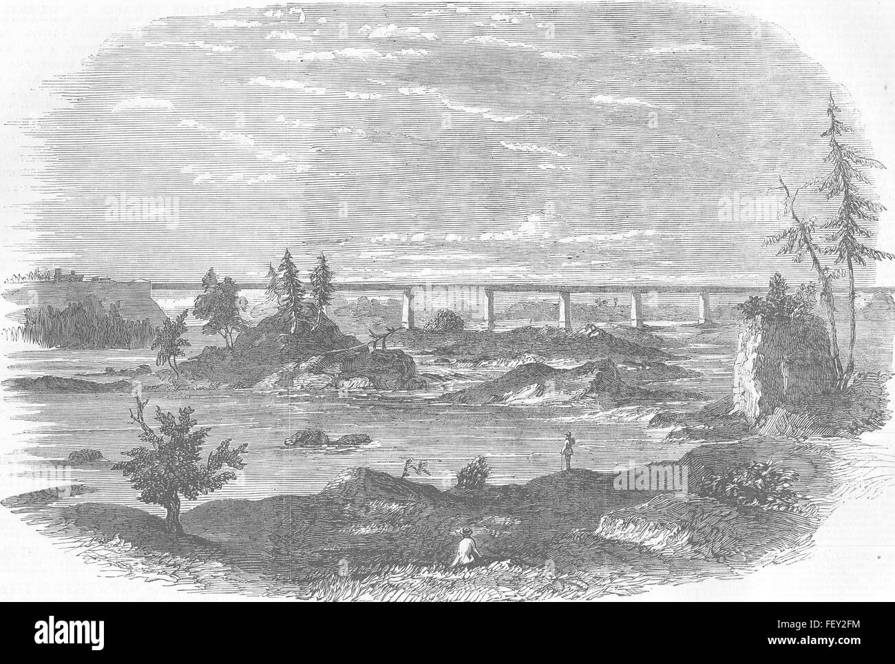 Kanada Grand Trunk Railway Bridge, Chaudiere River 1856. Illustrierte London News Stockfoto