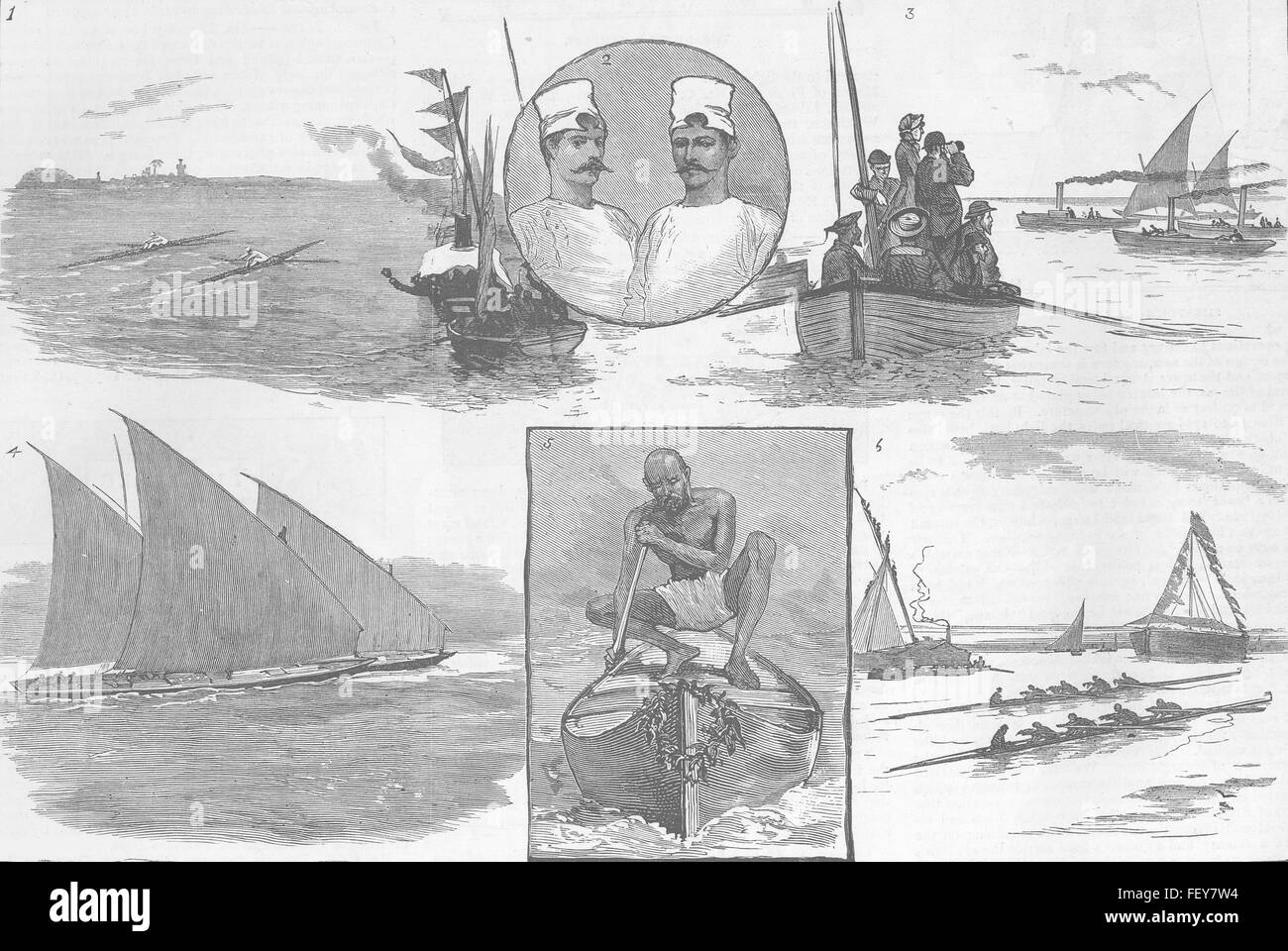 Indien eine Regatta in Mumbai 1882. Die Grafik Stockfoto