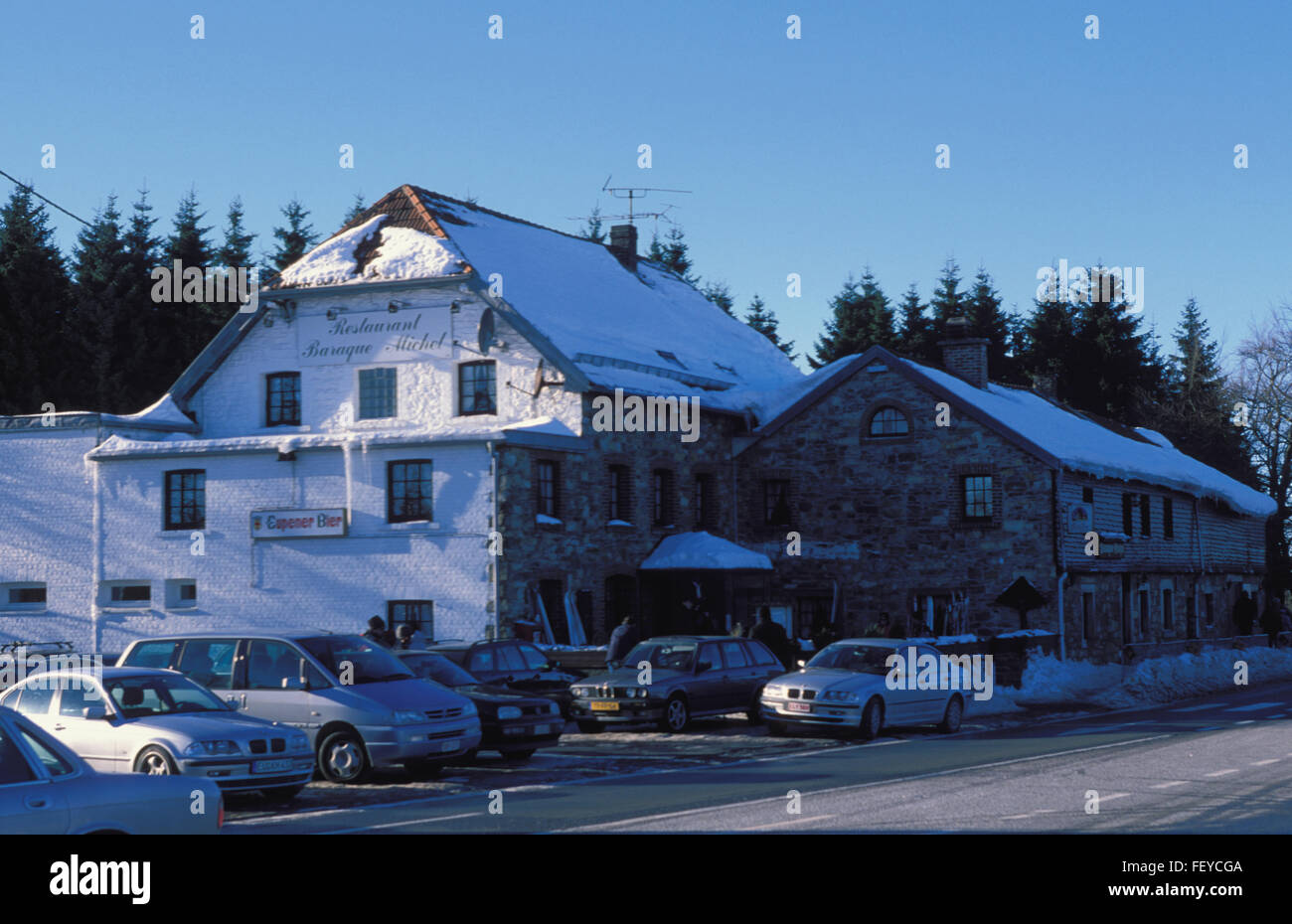 BEL, Belgien, hoch-Moor Hohes Venn, Baraque Michel, berühmte Restaurant im Venn BEL, Belgien, Hochmoor Hohes Venn, Baraque Mi Stockfoto