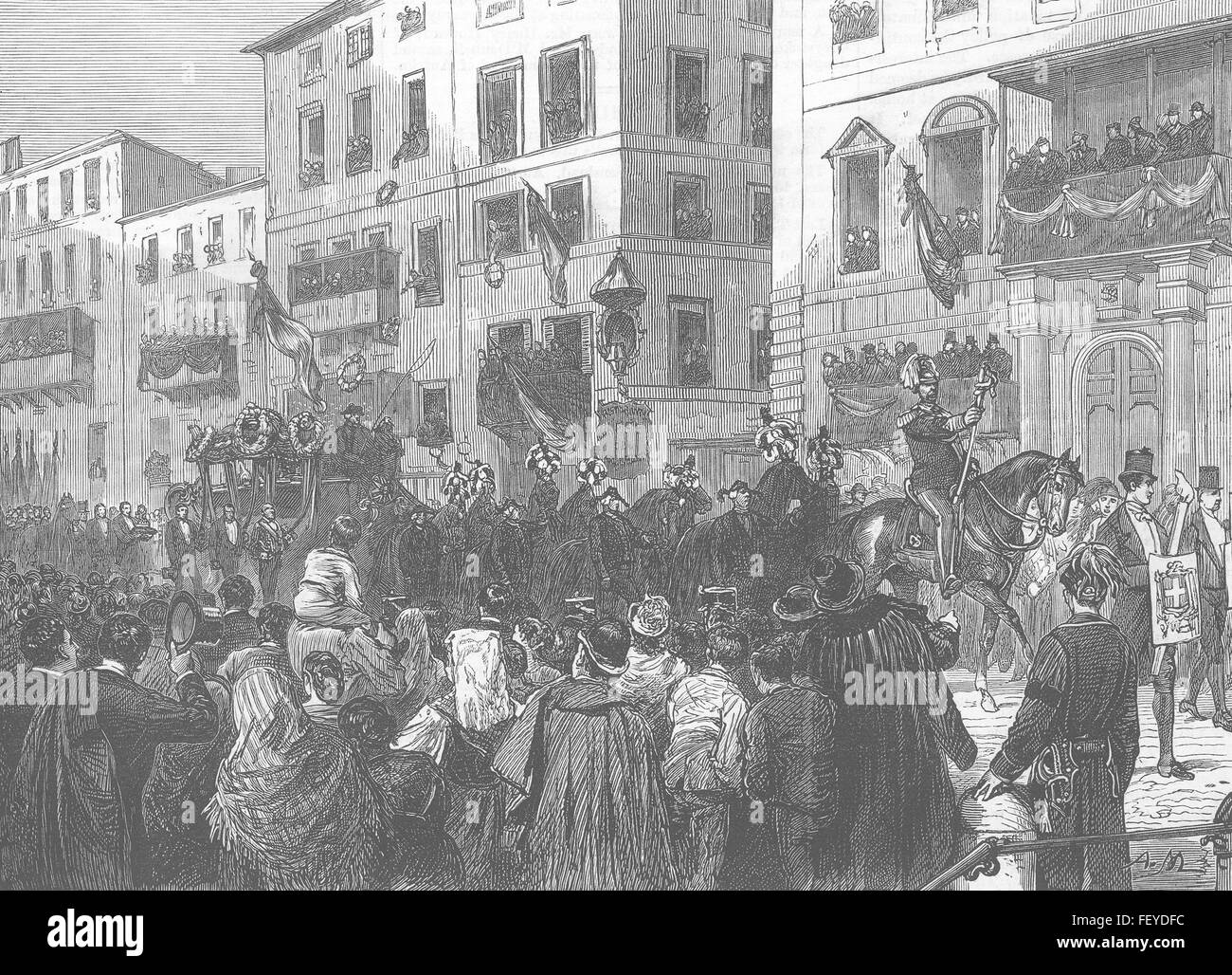Italien die Prozession auf dem Weg zum Pantheon 1878. Illustrierte London News Stockfoto