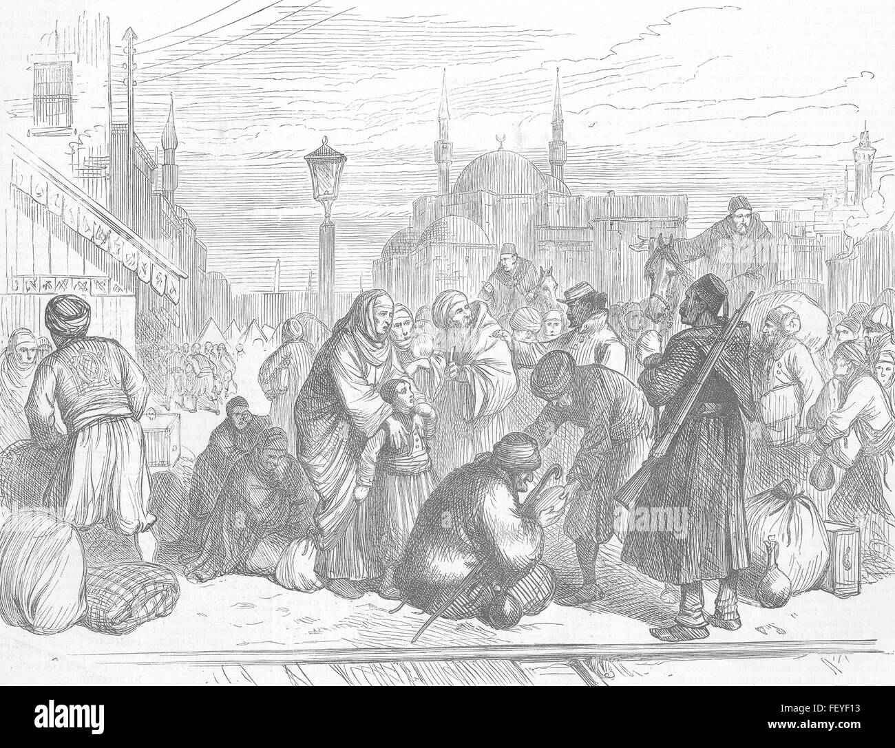 Türkei türkische Flüchtlinge russisch-türkischen Krieg, Istanbul 1878. Illustrierte London News Stockfoto