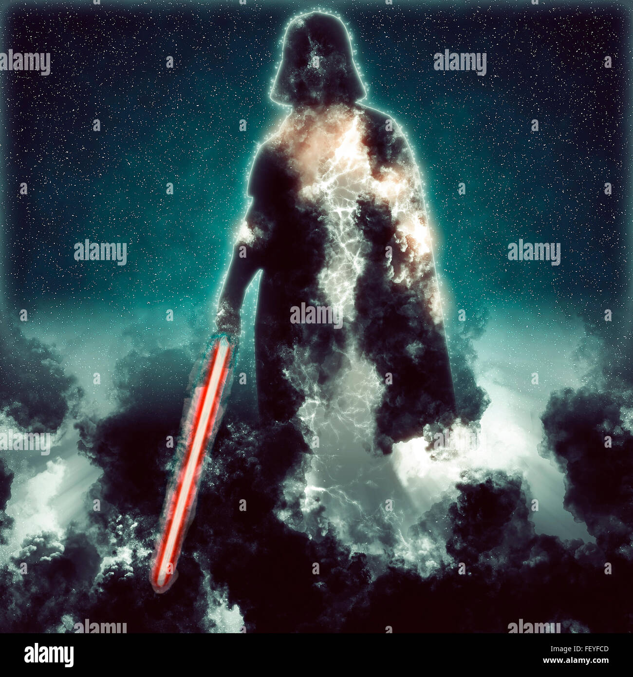 Digital Enhancement Darth Vader Star Wars Actionfigur Stockfoto