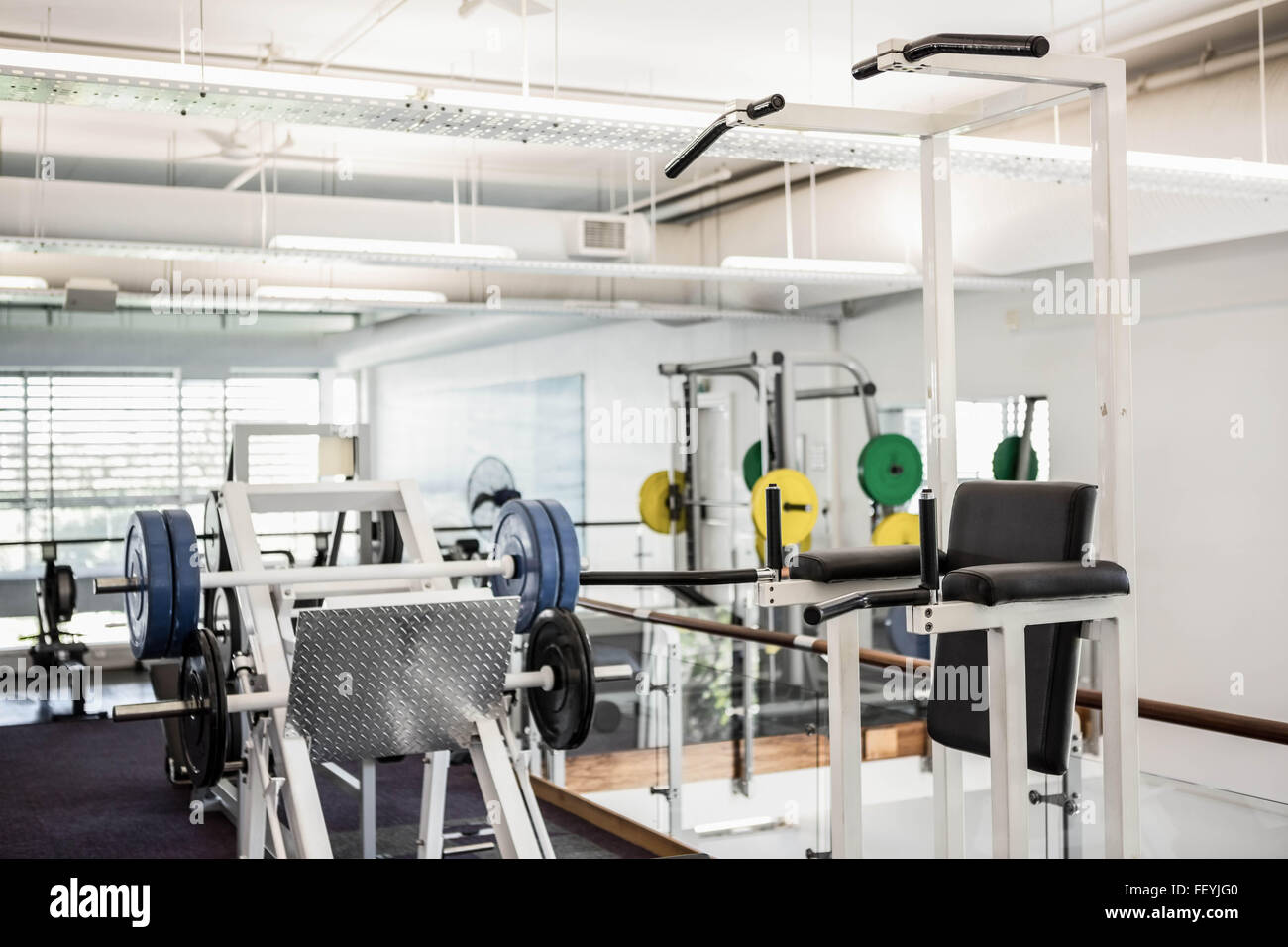 Fitnessraum ohne Personen Stockfoto