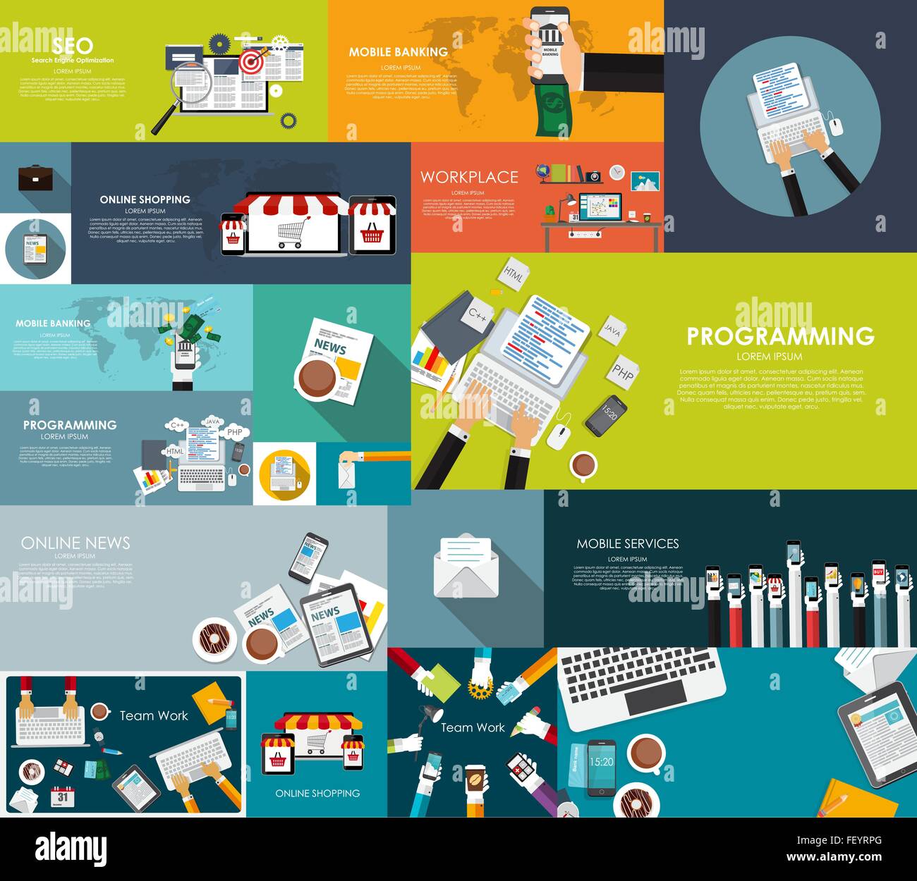Moderne Wohnung Design Banner für Ihre Business-Vektor-Illustration Stock Vektor