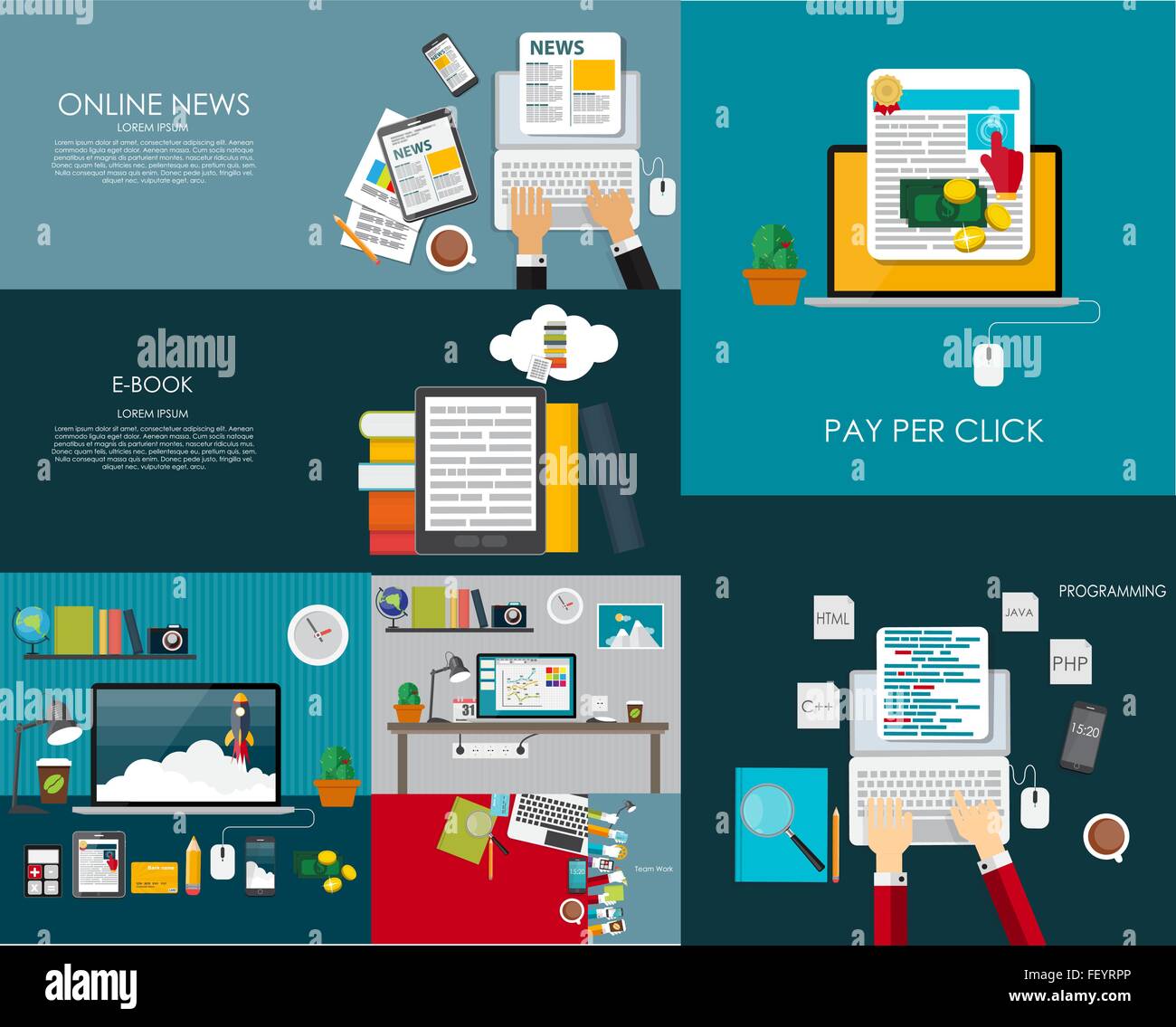 Moderne Wohnung Design Banner für Ihre Business-Vektor-Illustration Stock Vektor