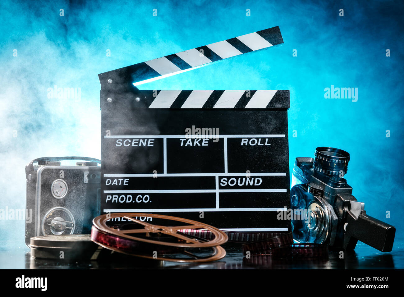 Retro-Film-Produktion-Zubehör-Still-Leben Stockfoto