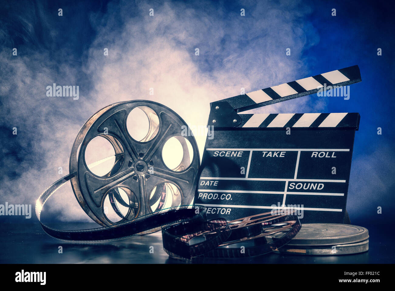 Retro-Film-Produktion-Zubehör-Still-Leben Stockfoto