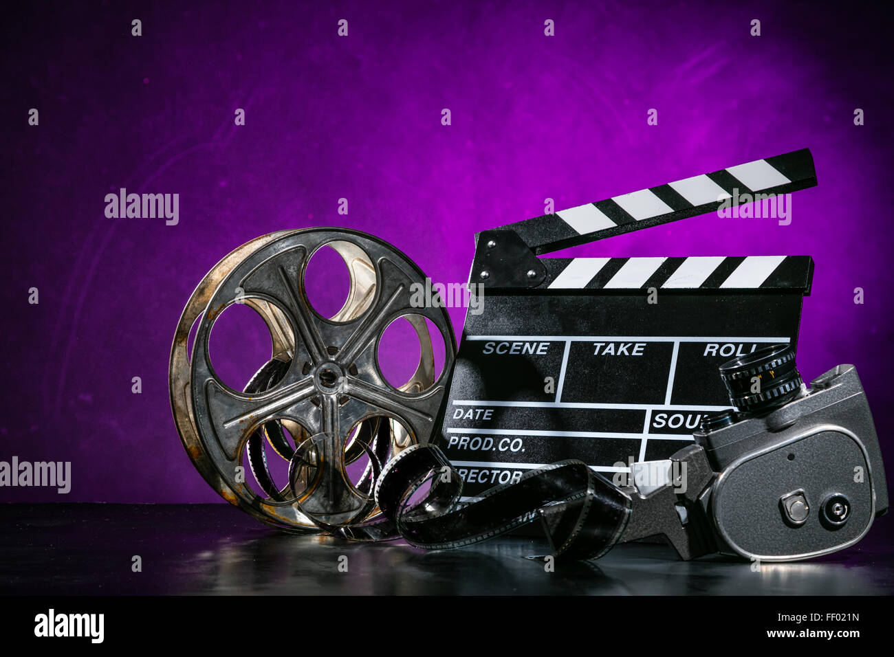 Retro-Film-Produktion-Zubehör-Still-Leben Stockfoto