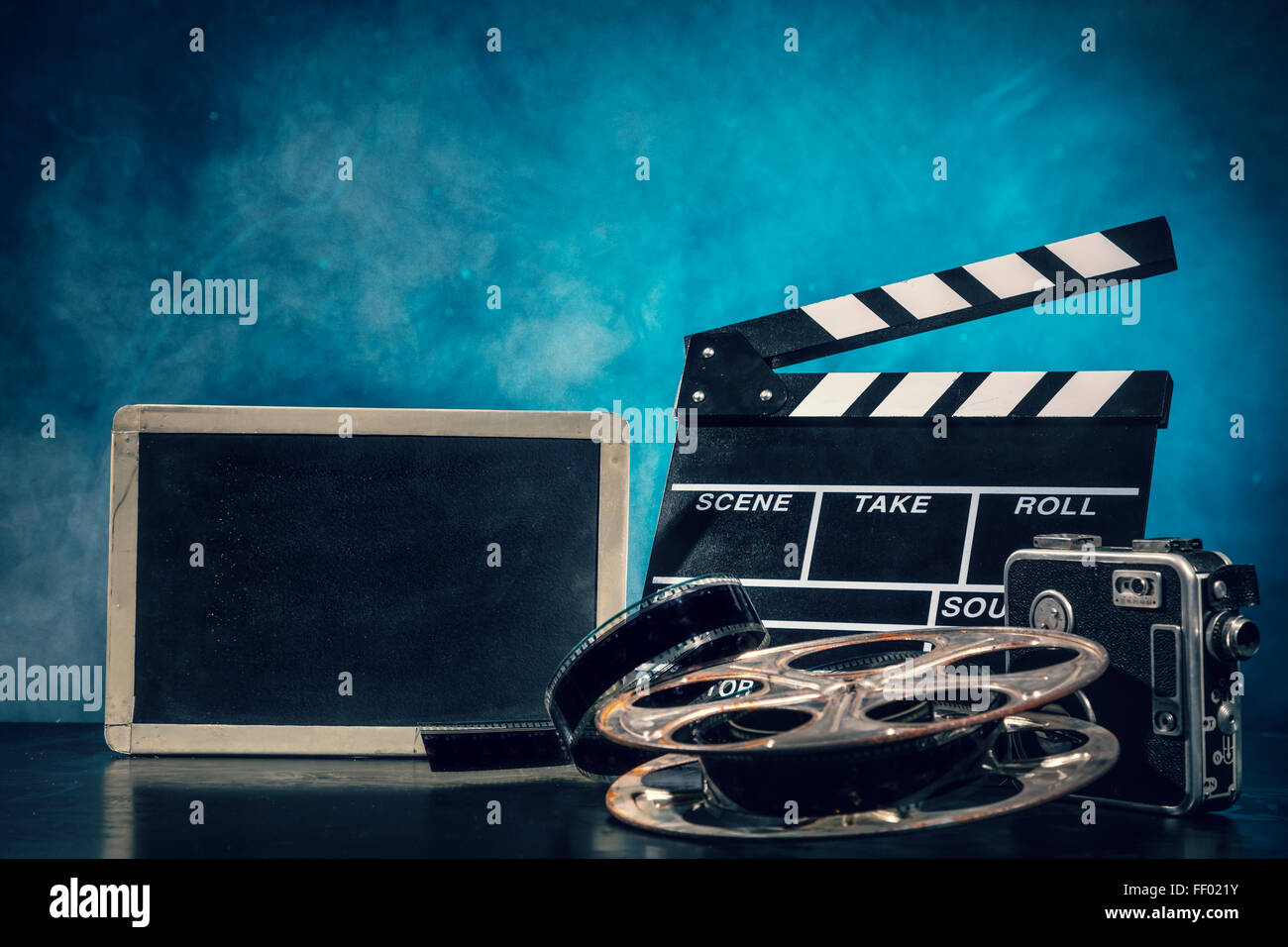 Retro-Film-Produktion-Zubehör-Still-Leben Stockfoto