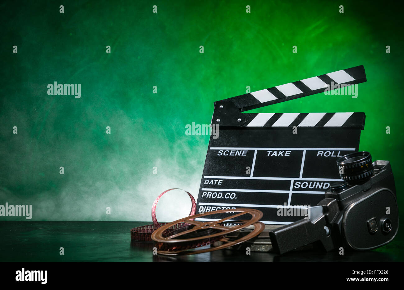 Retro-Film-Produktion-Zubehör-Still-Leben Stockfoto