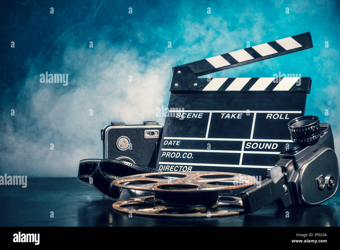 Retro-Film-Produktion-Zubehör-Still-Leben Stockfoto