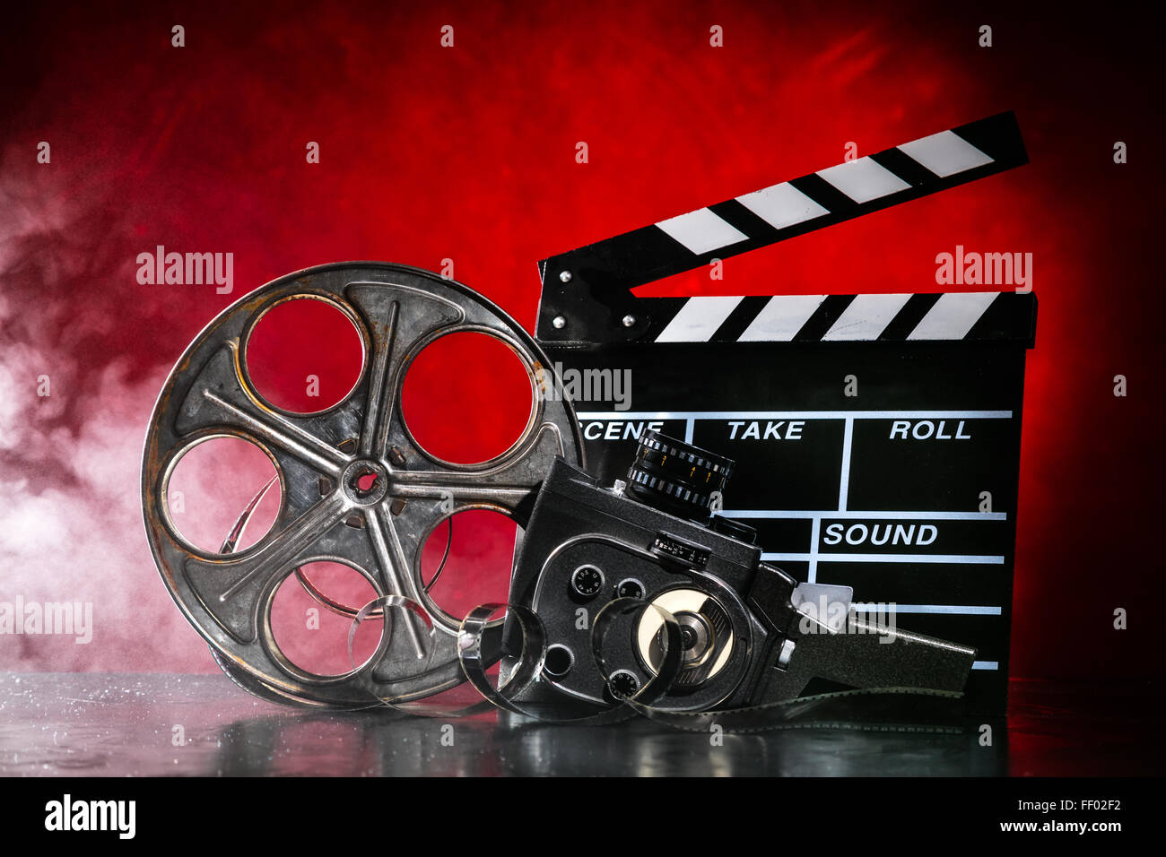 Retro-Film-Produktion-Zubehör-Still-Leben Stockfoto