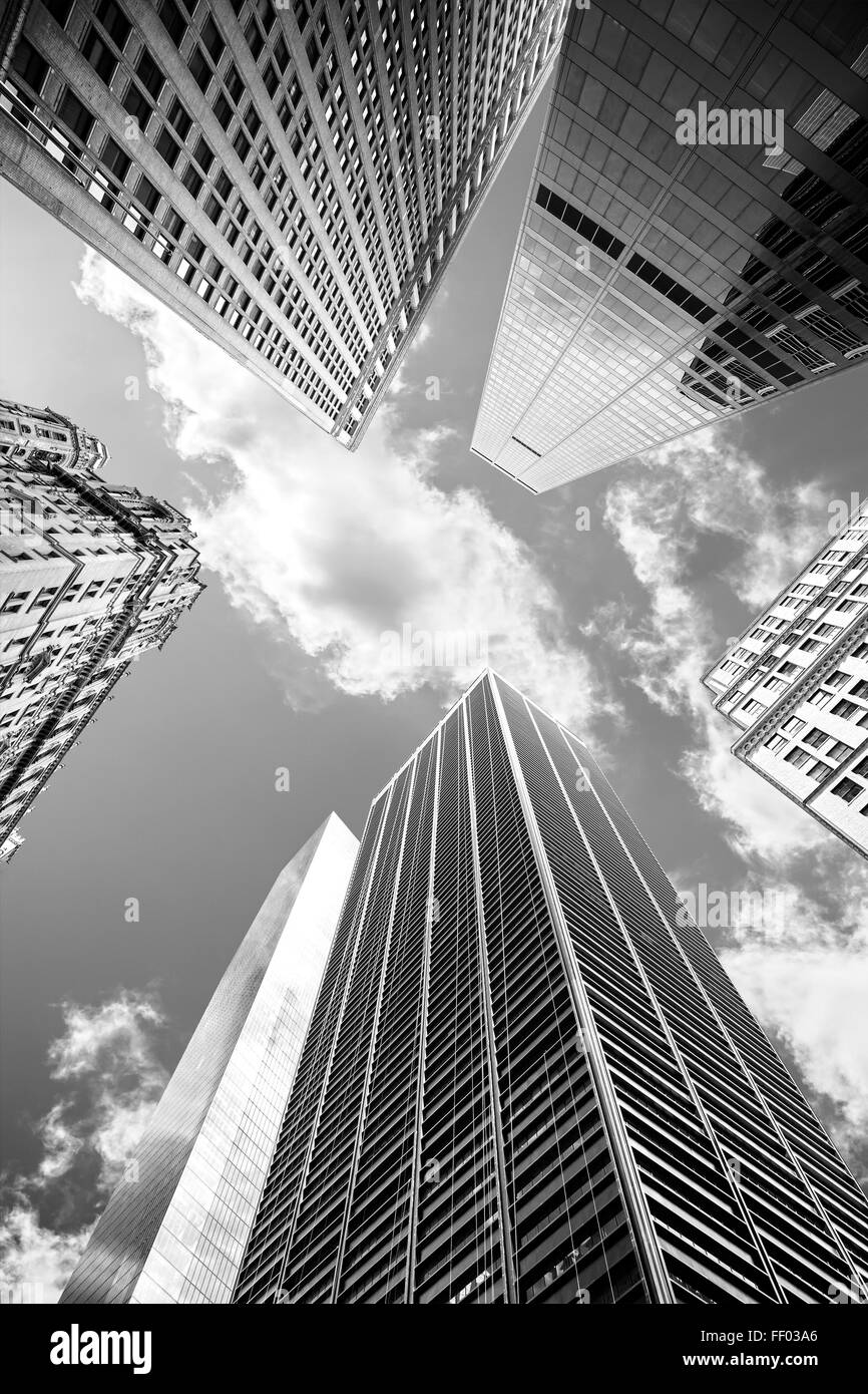 Blickte zu Manhattan Wolkenkratzer, betriebswirtschaftlichen Hintergrund. Stockfoto