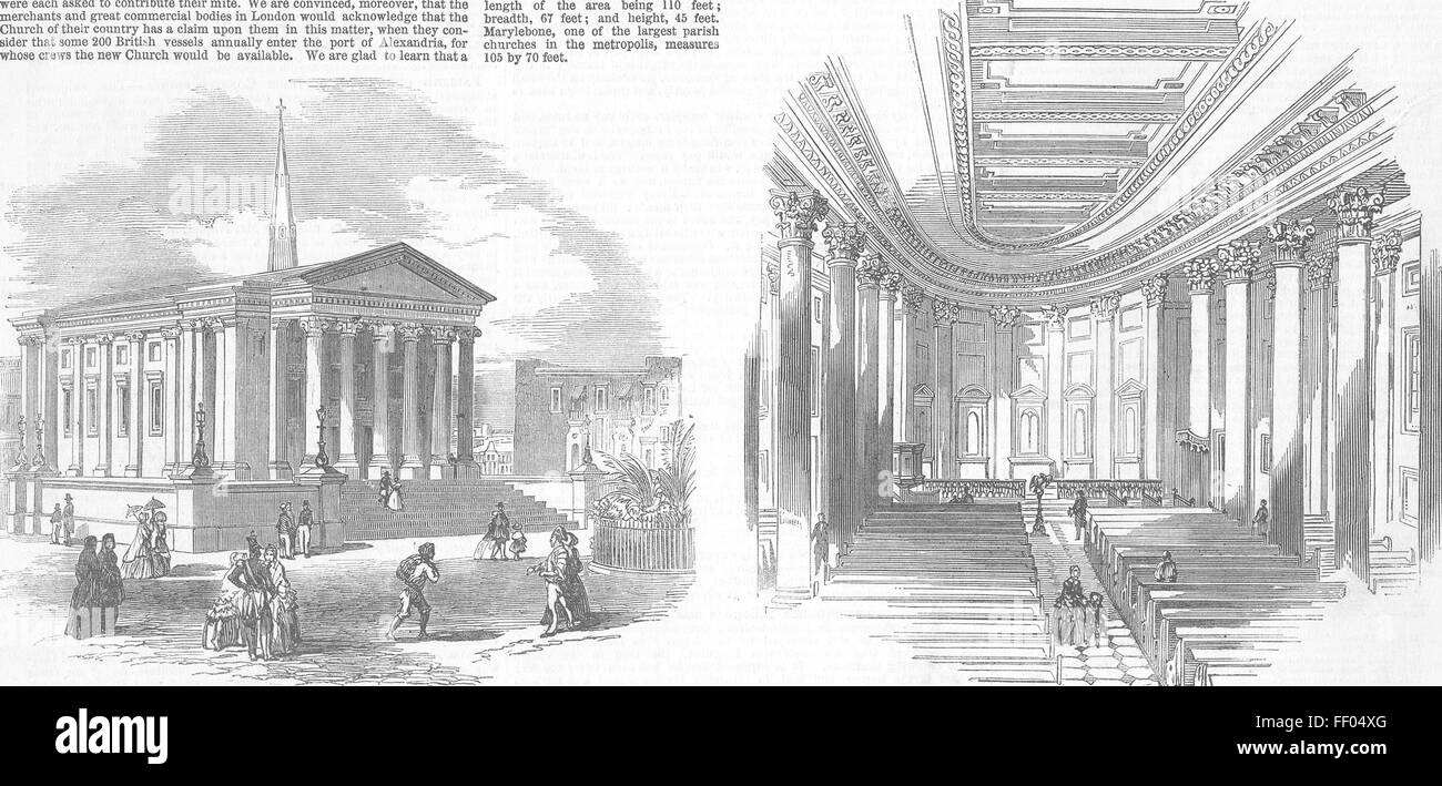 MALTA St. Pauls Kirche 1850. Illustrierte London News Stockfoto