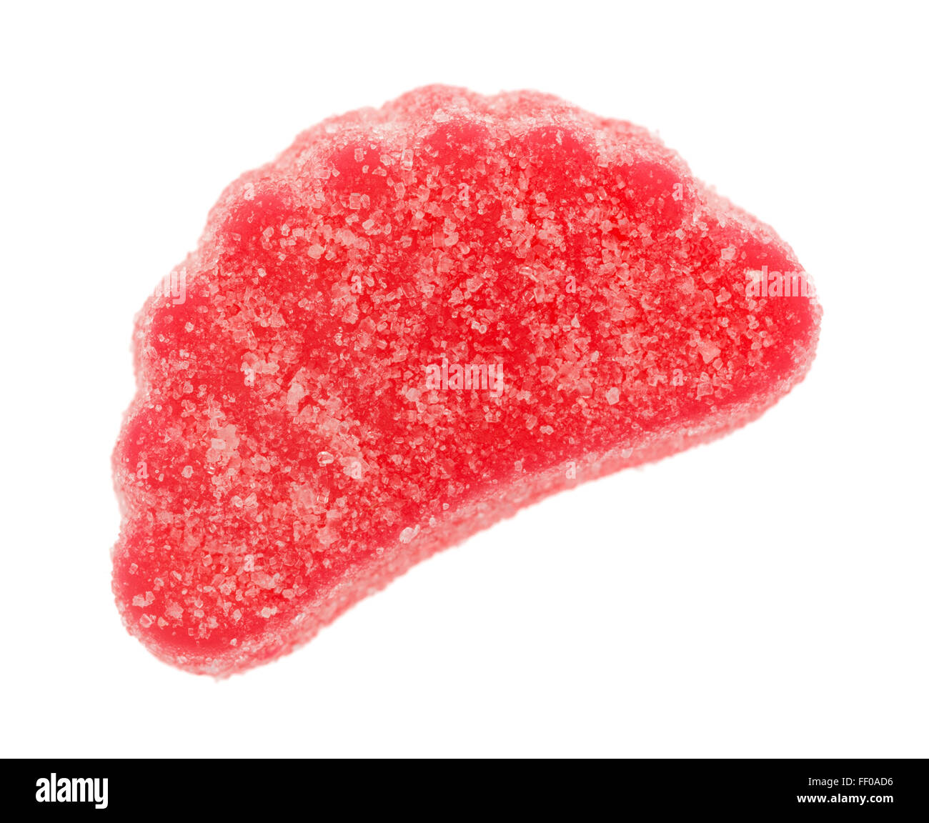 Eine rote Frucht aromatisiert Süßigkeiten Scheibe isoliert auf einem weißen Hintergrund. Stockfoto