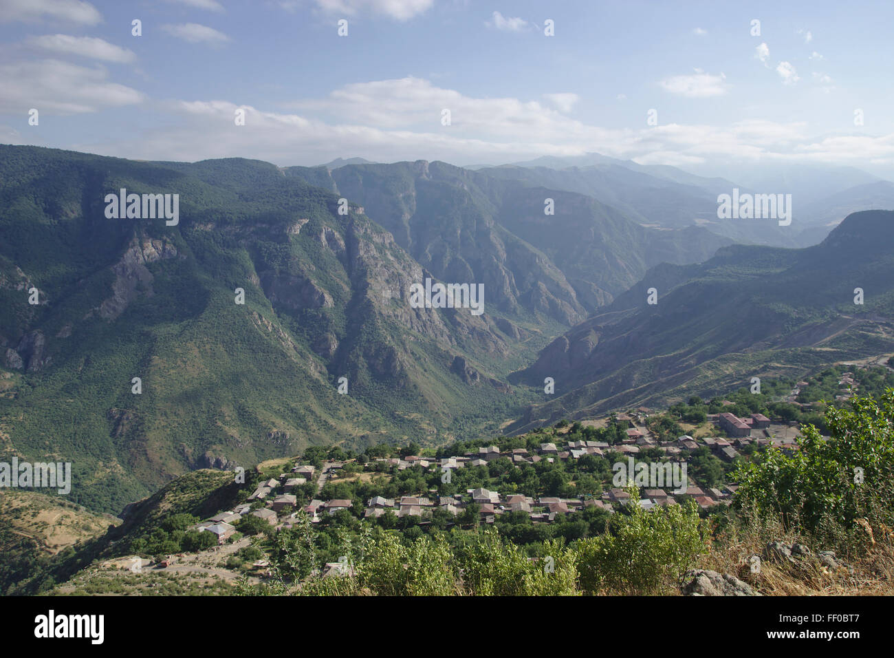 Blick vom Halidzor über die Schlucht in Richtung Tatev, Armenien Stockfoto