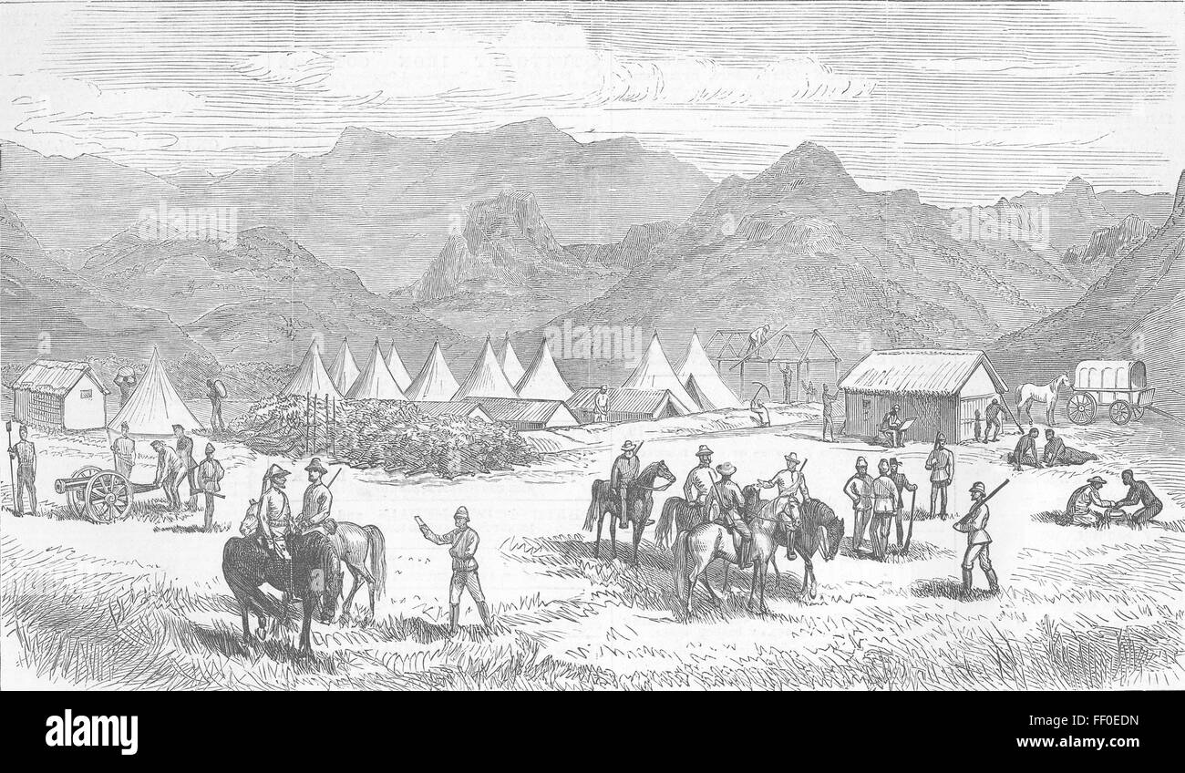 SOUTH AFRICA Xhosa Krieg Sekokuni Angriff, Ft Oliphant 1878. Illustrierte London News Stockfoto