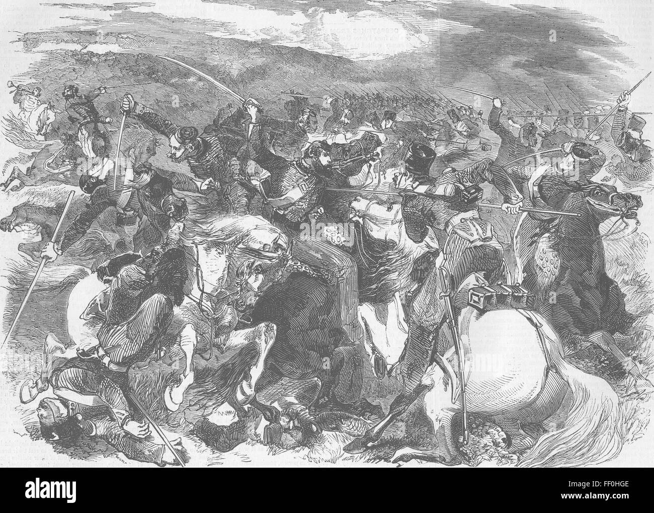 UKRAINE-Krim-Krieg-Kertsch 10. Husaren & Kosaken 1855. Illustriert von Zeiten Stockfoto