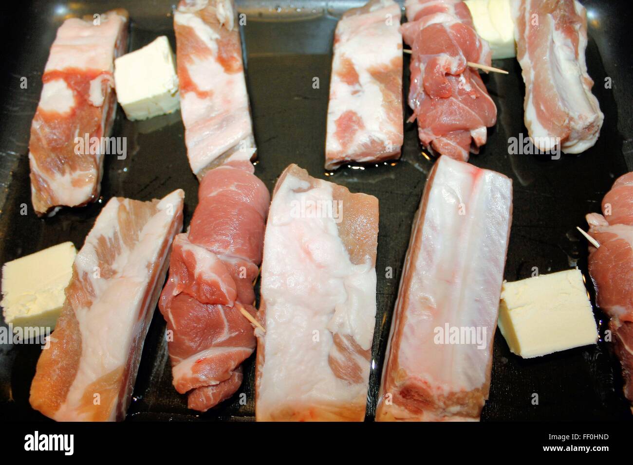 frisches Fleisch von Schwein gemischt Stockfoto