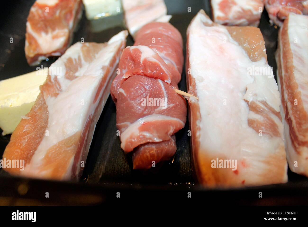 frisches Fleisch von Schwein gemischt Stockfoto