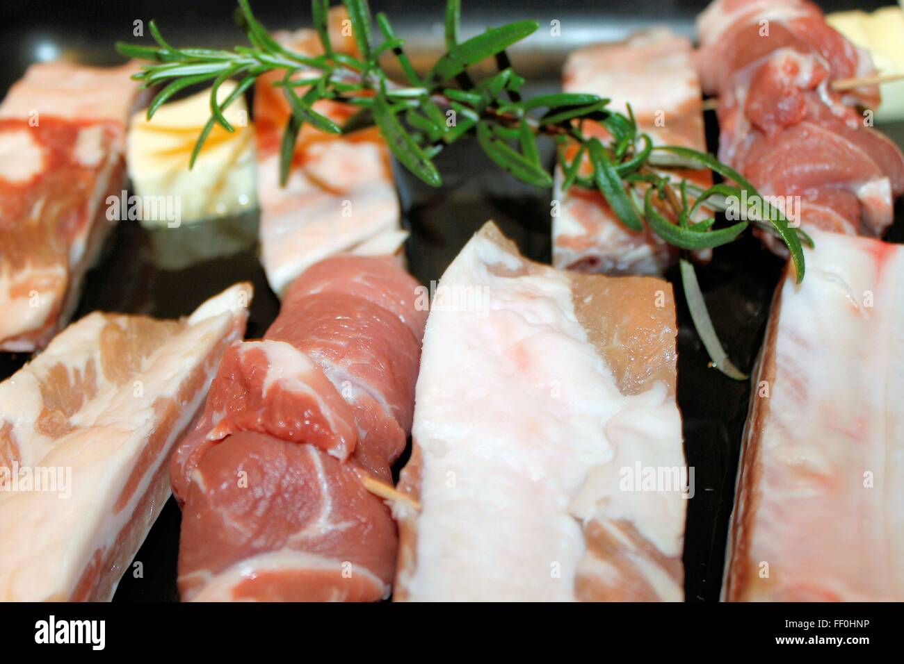 frisches Fleisch von Schwein gemischt Stockfoto