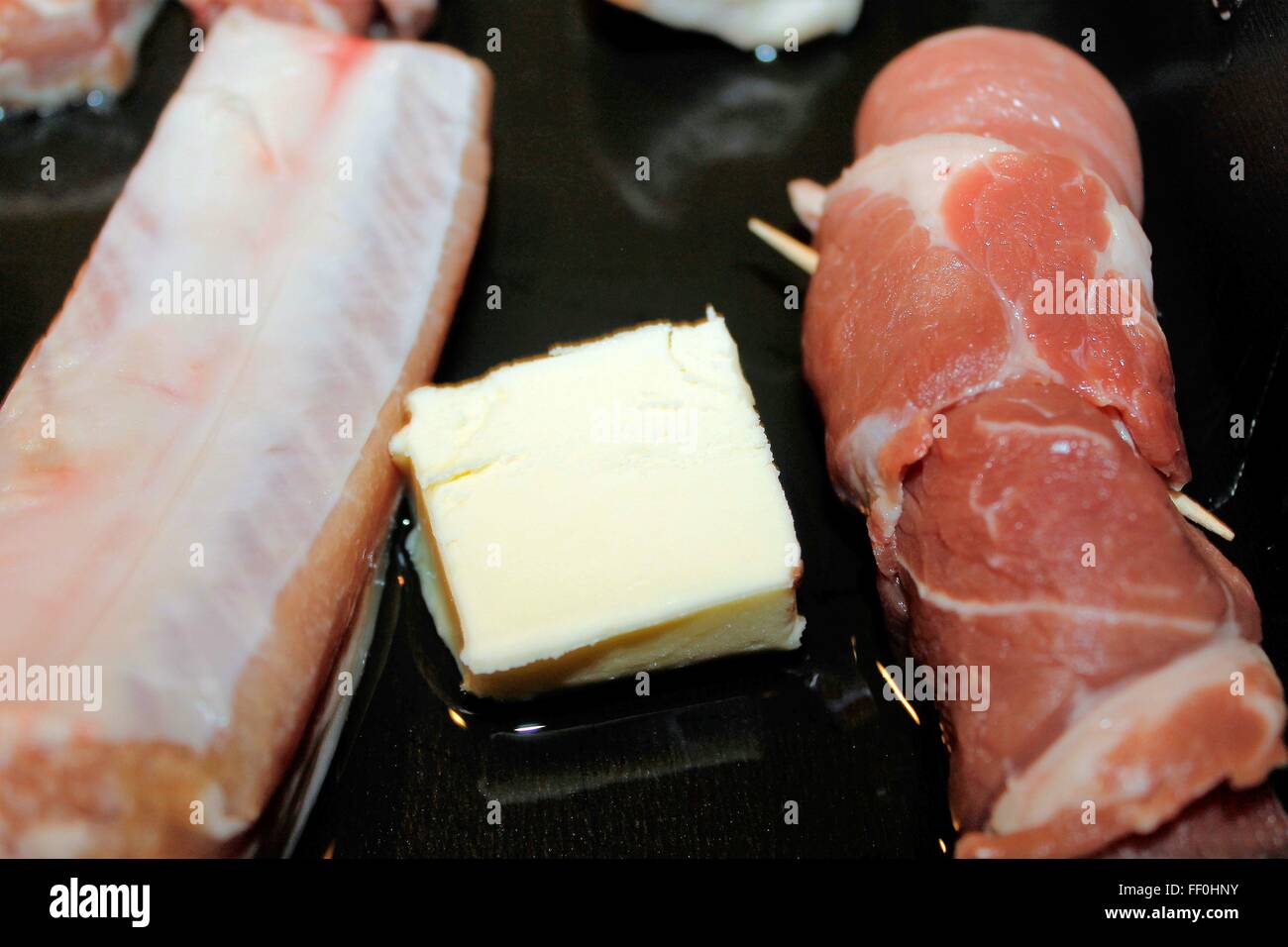 frisches Fleisch von Schwein gemischt Stockfoto