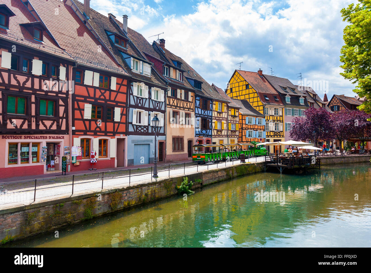 Bunte gerahmt Holzhäuser bei Petite Venise / wenig Venedig, Colmar, Frankreich Stockfoto