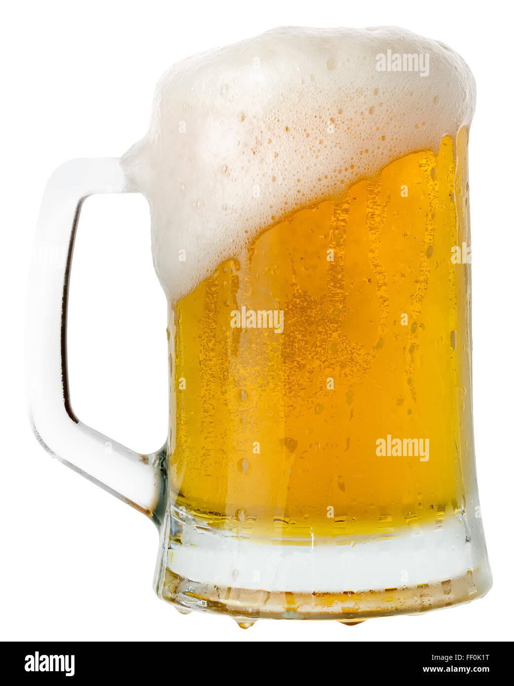 Maß Bier auf dem weißen Hintergrund isoliert. Stockfoto