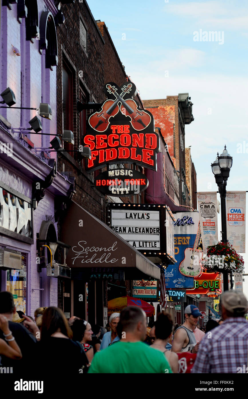 Nashville Tennessee Innenstadt Schilder, tagsüber Stockfoto