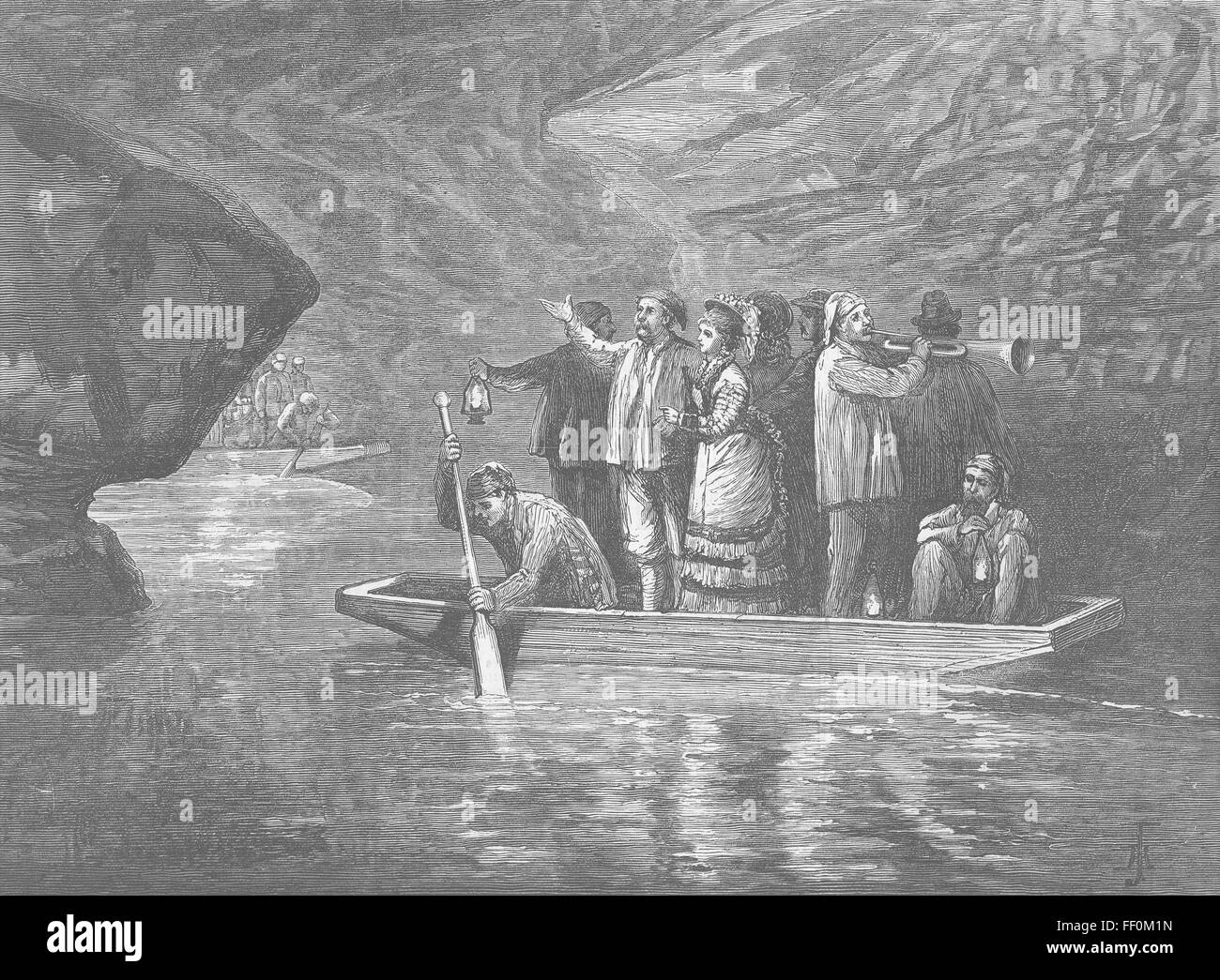 KENTUCKY Mammut Höhle der Kreuzung Fluß Styx 1876. Illustrierte London News Stockfoto