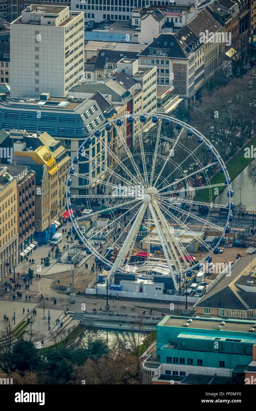 Luftaufnahme, Kö-Bogen, mall, Düsseldorf, Porsche Zentrum, Apple Store, Breuninger, neue K-Bogen-Tunnel, Düsseldorf, Rheinland, Europa Stockfoto
