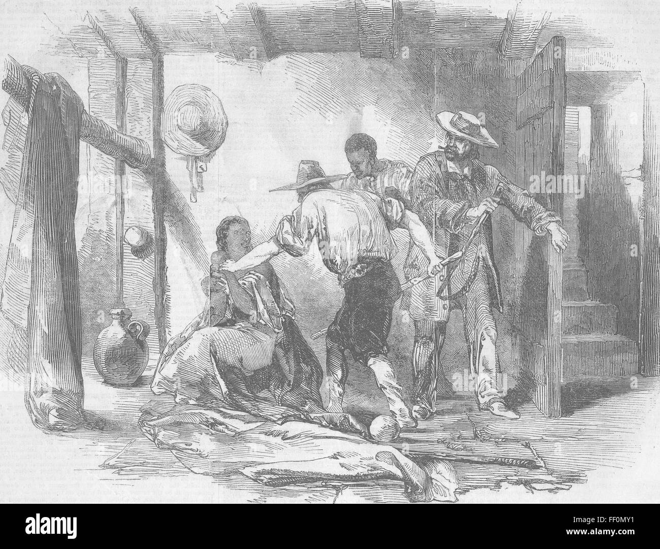 Sklaverei-die Tragödie von Pauline 1846 USA. Illustrierte London News Stockfoto