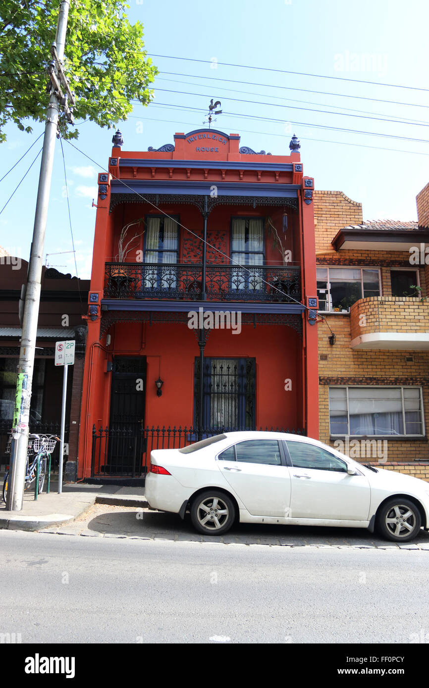 In einem der Boom Stil viktorianischer Architektur befindet sich in North Melbourne, Victoria, Australien Stockfoto