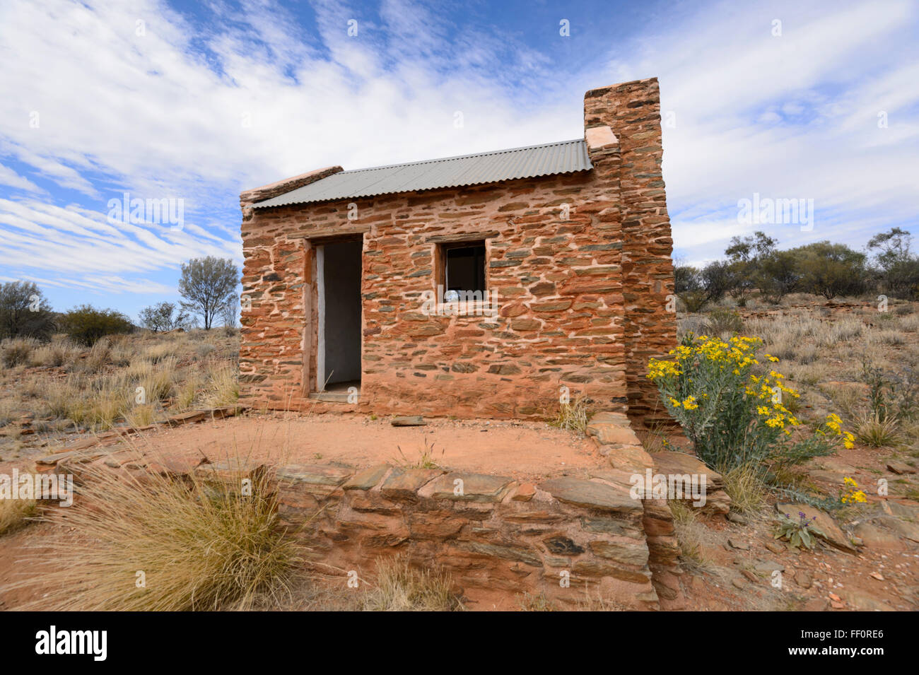 Renoviertes Stone Cottage, Arltunga Historical Reserve, Gold Rush Ghost Town, Northern Territory, NT, Australien Stockfoto