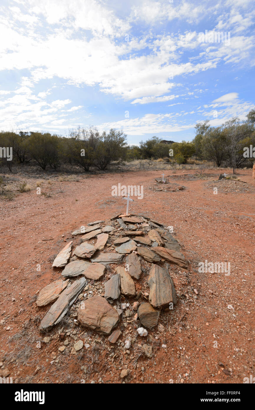 Goldminers Graves, Arltunga Historical Reserve, Gold Rush Ghost Town, Northern Territory, NT, Australien Stockfoto