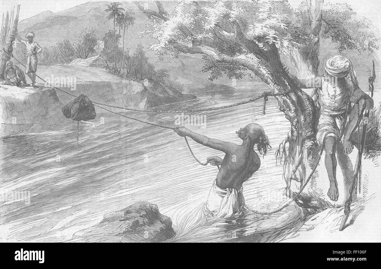 Landschaften, Brief-Taschen, regnerische Saison 1858 anschlagen. Illustrierte London News Stockfoto
