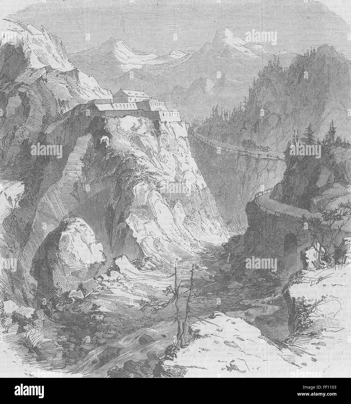 Frankreich Esseillon Ft, Mont Cenis, Savoie Pass 1860. Illustriert von Zeiten Stockfoto